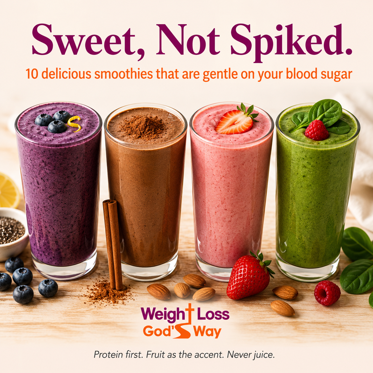 Sweet, Not Spiked. 10 delicious smoothies that are gentle on your blood sugar.